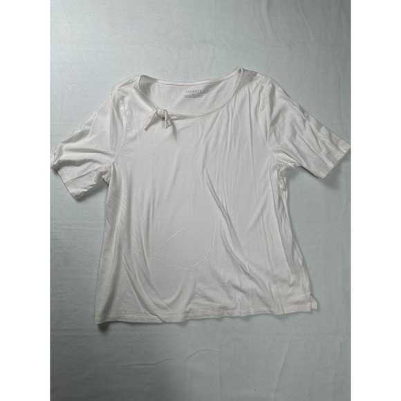 Talbots Tops - Talbots‎ Women's XL White Pima Cotton Top Tie Neck Short Sleeve Tee